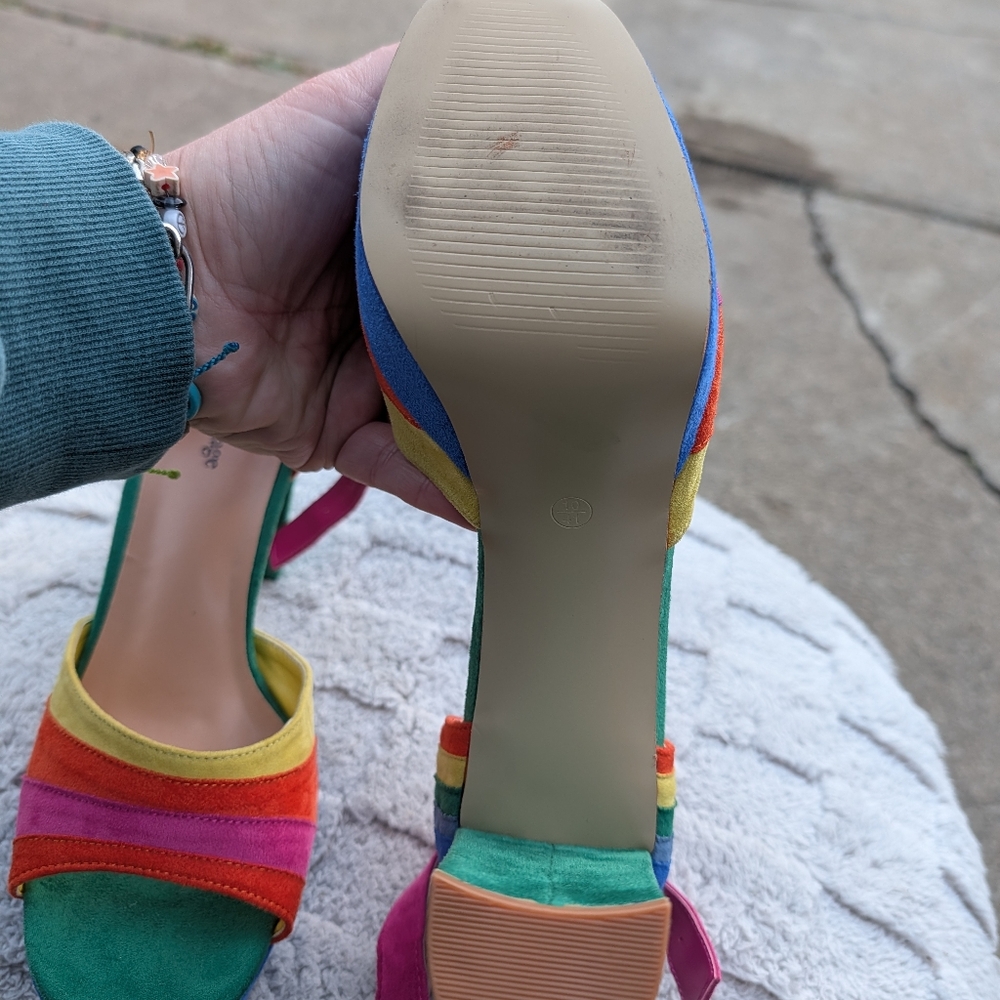Unique Vintage Rainbow Chunky Platforms Size 10/41 - Picture 5 of 6